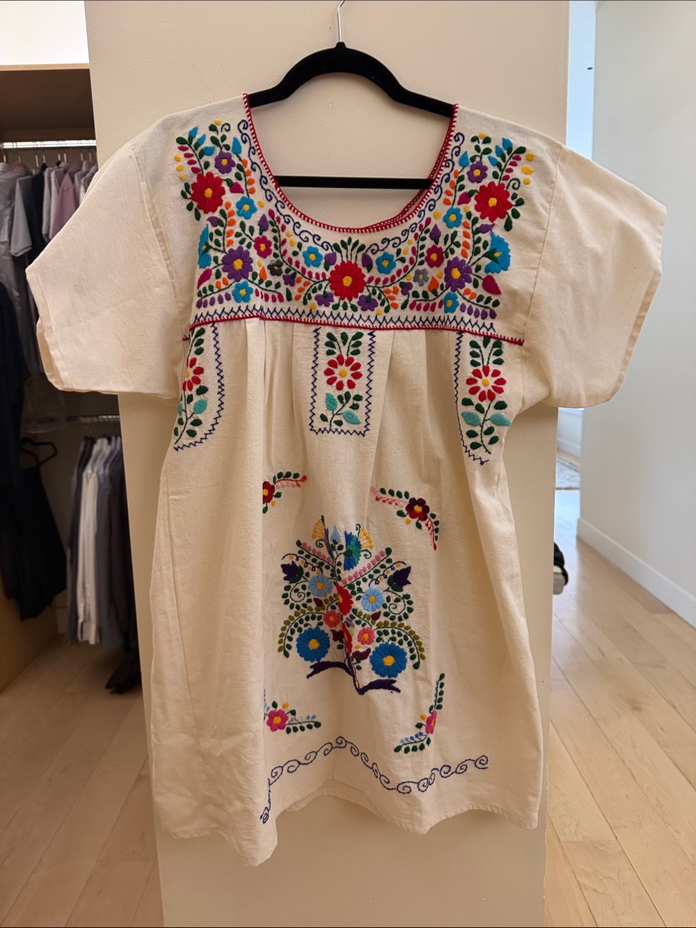 Liliana Cream Dress with Multicolor Floral Embroidery
